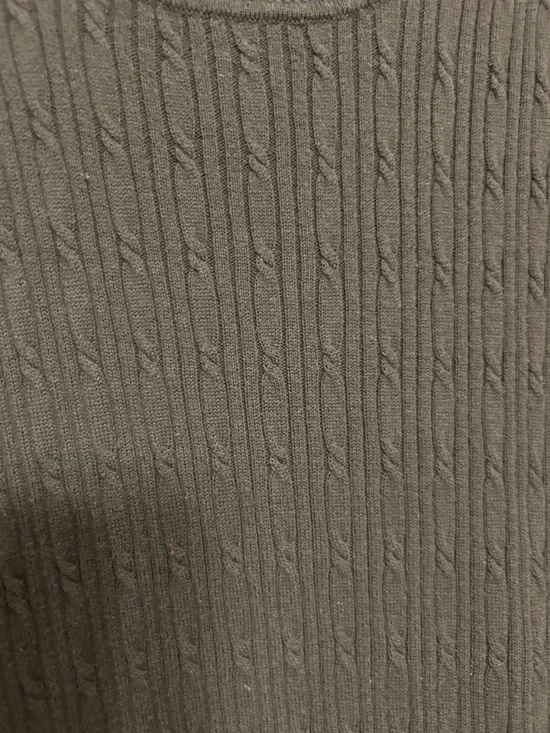 Kim Rogers Chocolate Brown Cotton Cable Knit Button Shoulder Crewneck Sweater L - Picture 12 of 15